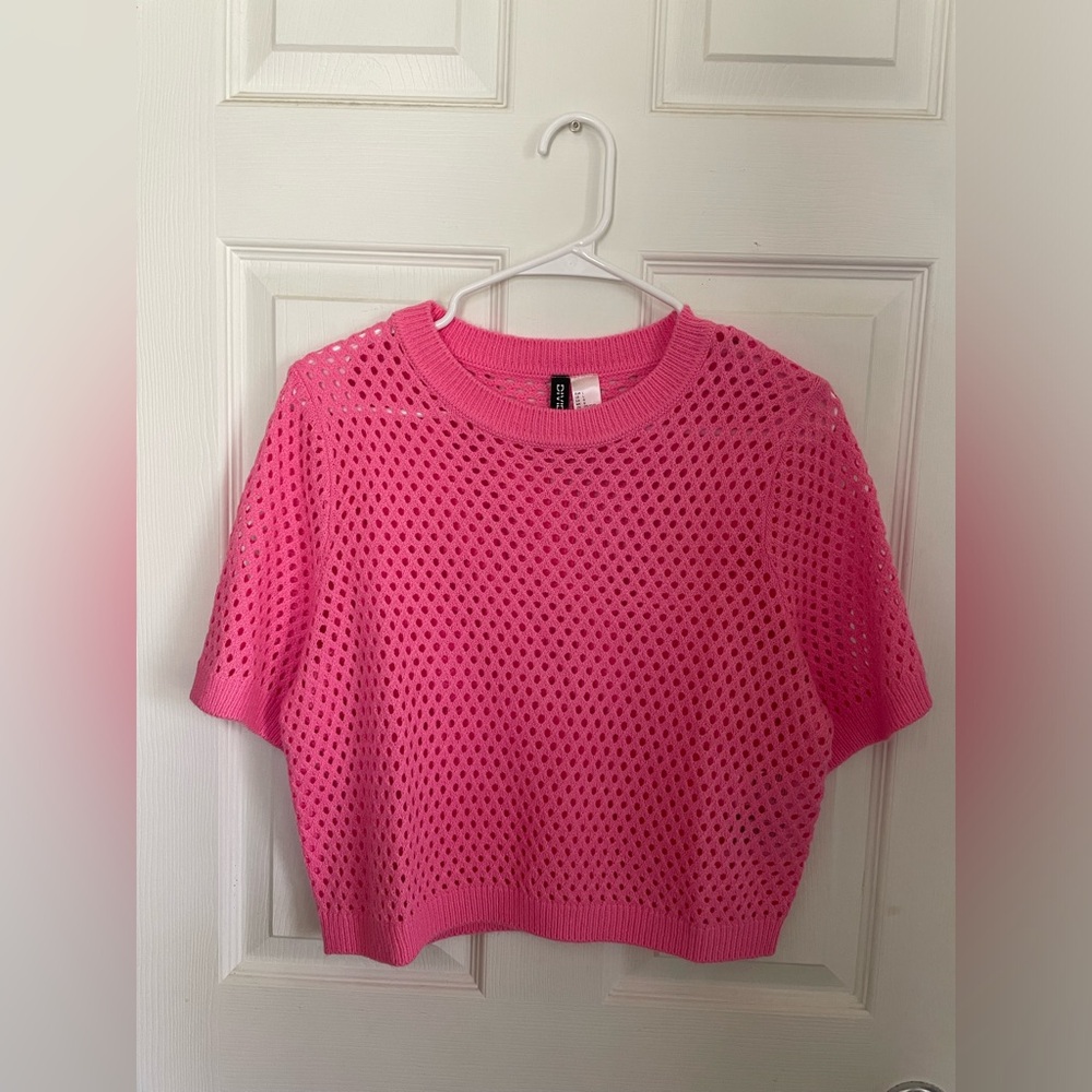 H&M Bright Pink Mesh Crop Top